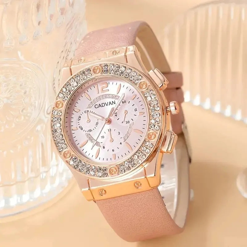 Luxury Rhinestone Watch & Bracelet Set for Women – Elegant Quartz Timepiece