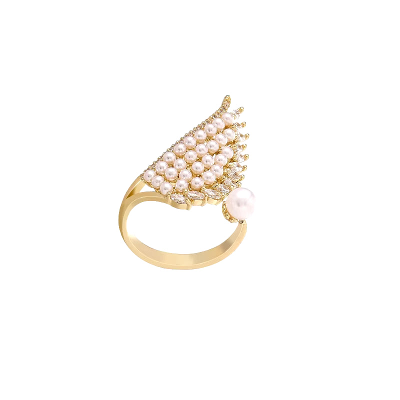 Luxury Pearl Zircon Adjustable Ring – Stylish & Elegant Women’s Jewelry