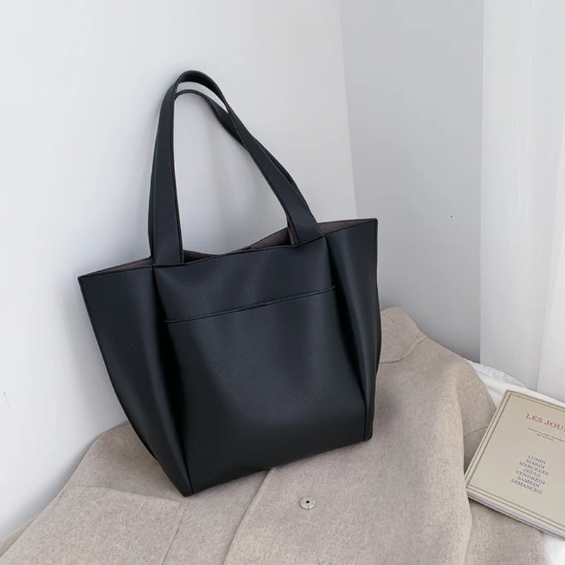 Large Capacity Women's Shoulder Bag - High-Quality PU Leather Tote