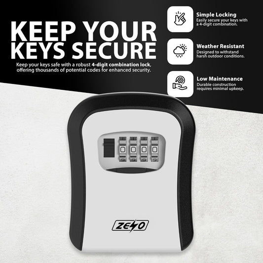 WALL MOUNTED KEY SAFE 4 DIGIT COMBINATION KEY SAFE OUTDOOR SECURITY KEY LOCK BOX