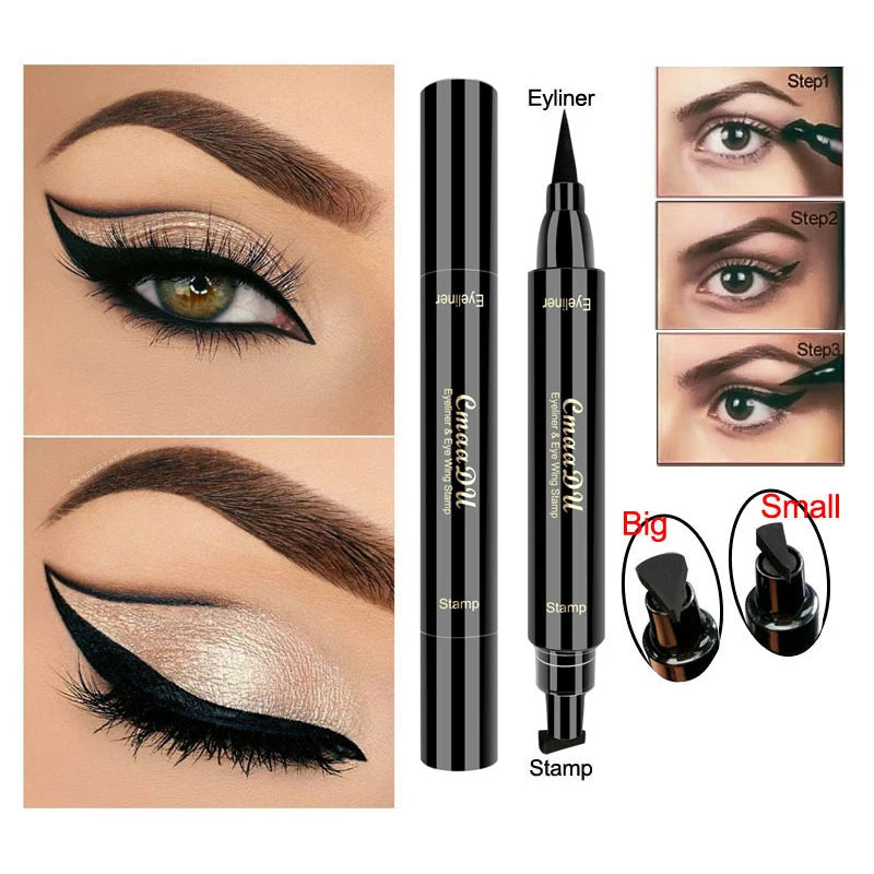 Dual-Ended Seal Stamp Liquid Eyeliner - Waterproof & Fast-Dry Precision Pen