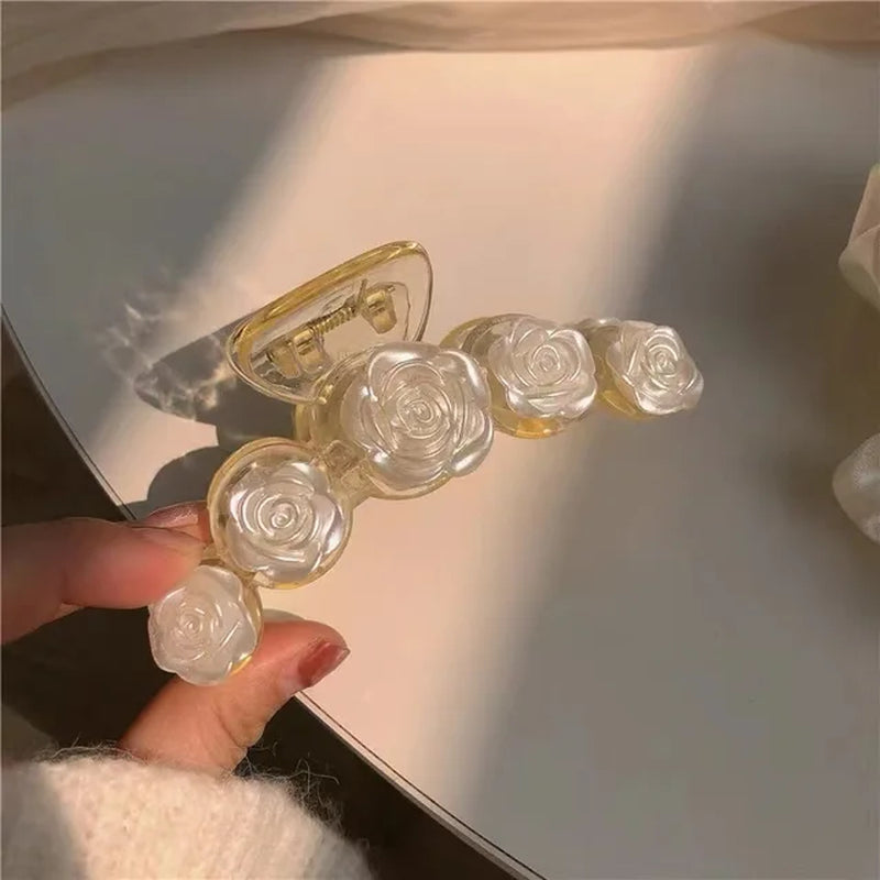 Luxurious Camellia Crab Hair Clips - Chic Hair Accessories