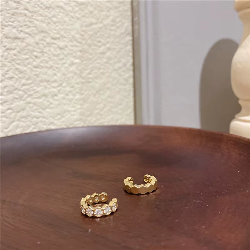 Gold Zircon Helix-Style Ear Cuff Set – Non-Piercing Clip Earrings