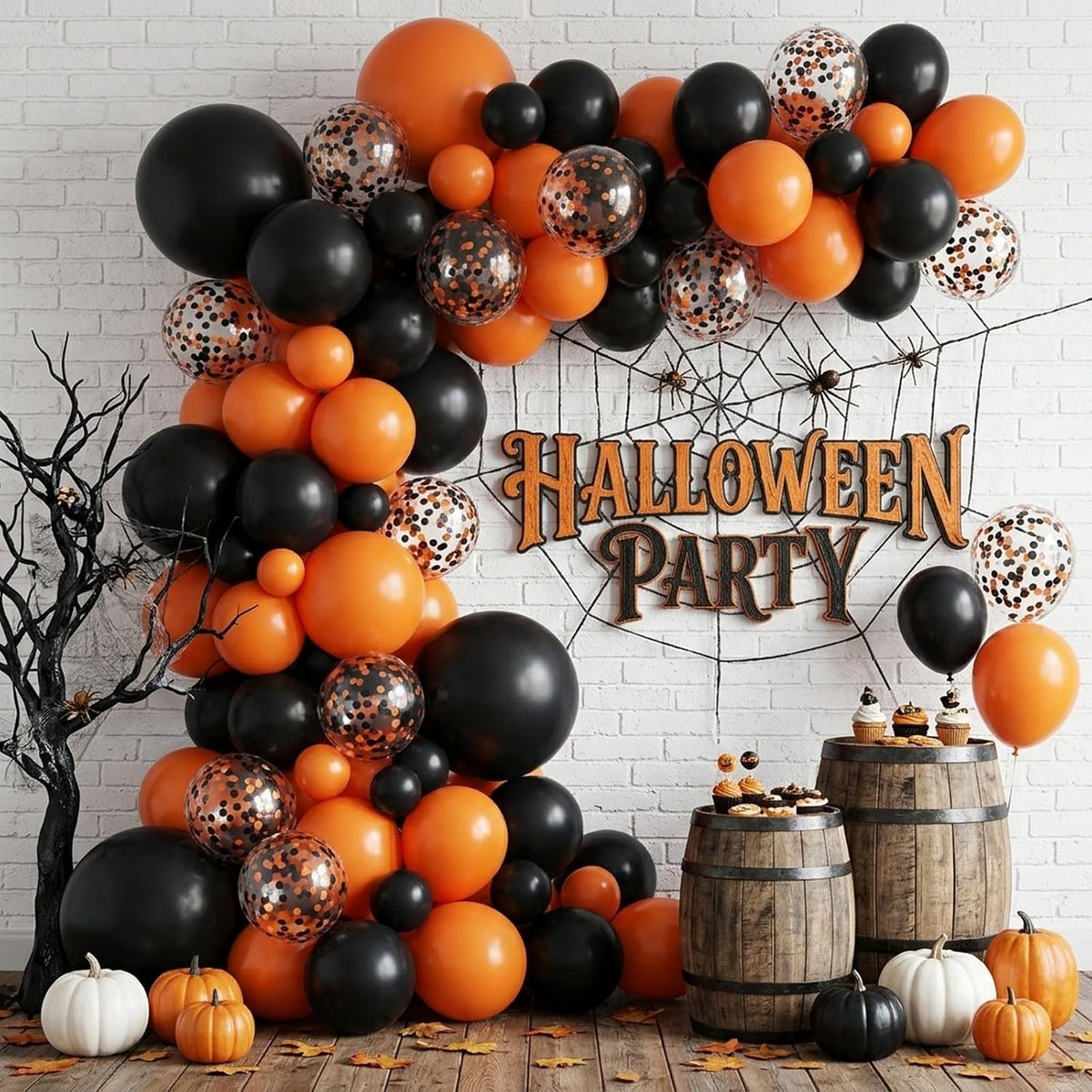 62Pcs Halloween Balloons,Black and Orange Balloon for Halloween Decorations