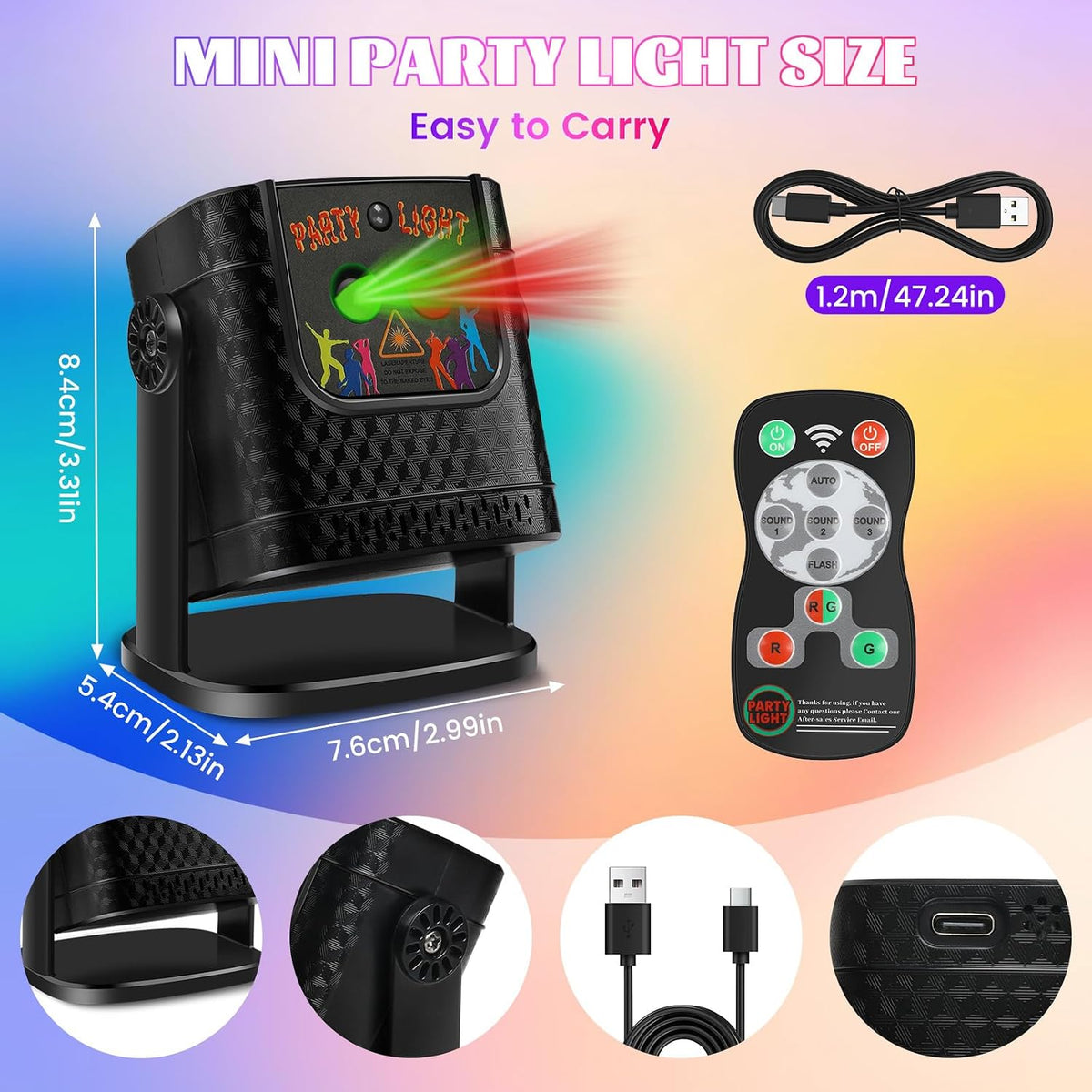 Disco Lights,  Disco Ball Light Disco Lights for Parties, 120-In-1 Mini Dj Party Lights, Remote Control & Sound Activation, Stage Lights for Home Parties Birthday KTV Bar Christmas