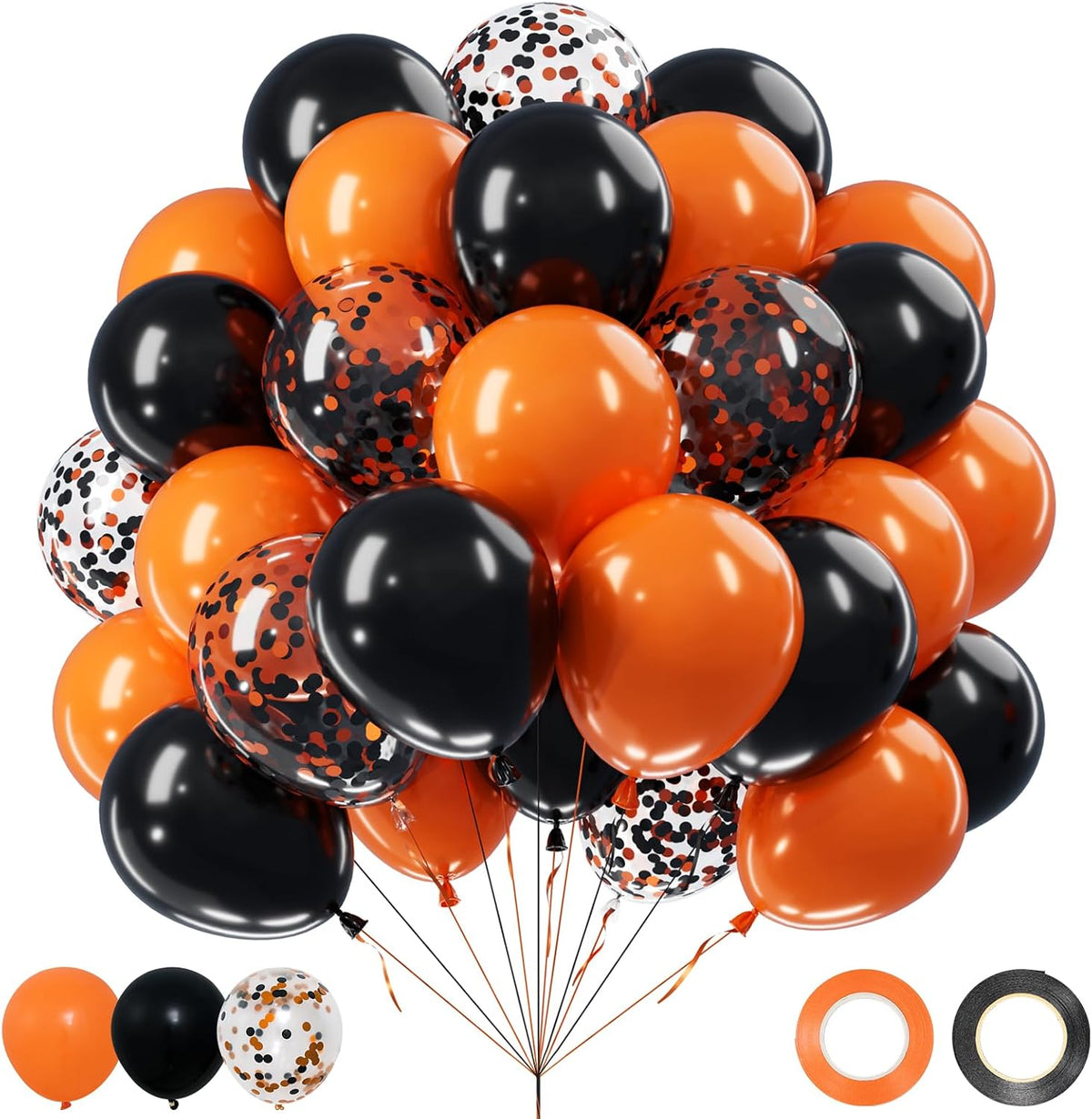 62Pcs Halloween Balloons,Black and Orange Balloon for Halloween Decorations