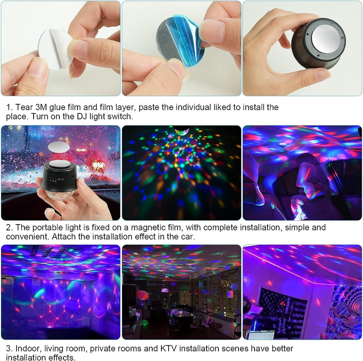 Disco Light for Parties, Sound Activated Rechargeable Mini Disco Ball Light