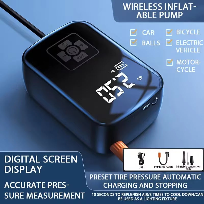 Wireless Air Pump for Car, Motorcycle & Bicycle