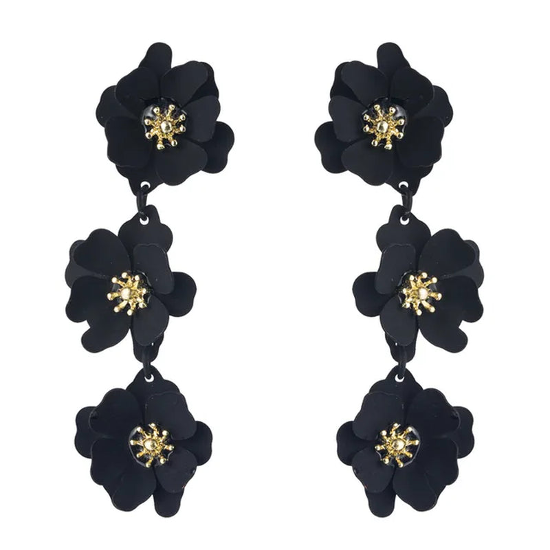 Spray Paint Floral Gold Studs - Unique Statement Earrings for Women