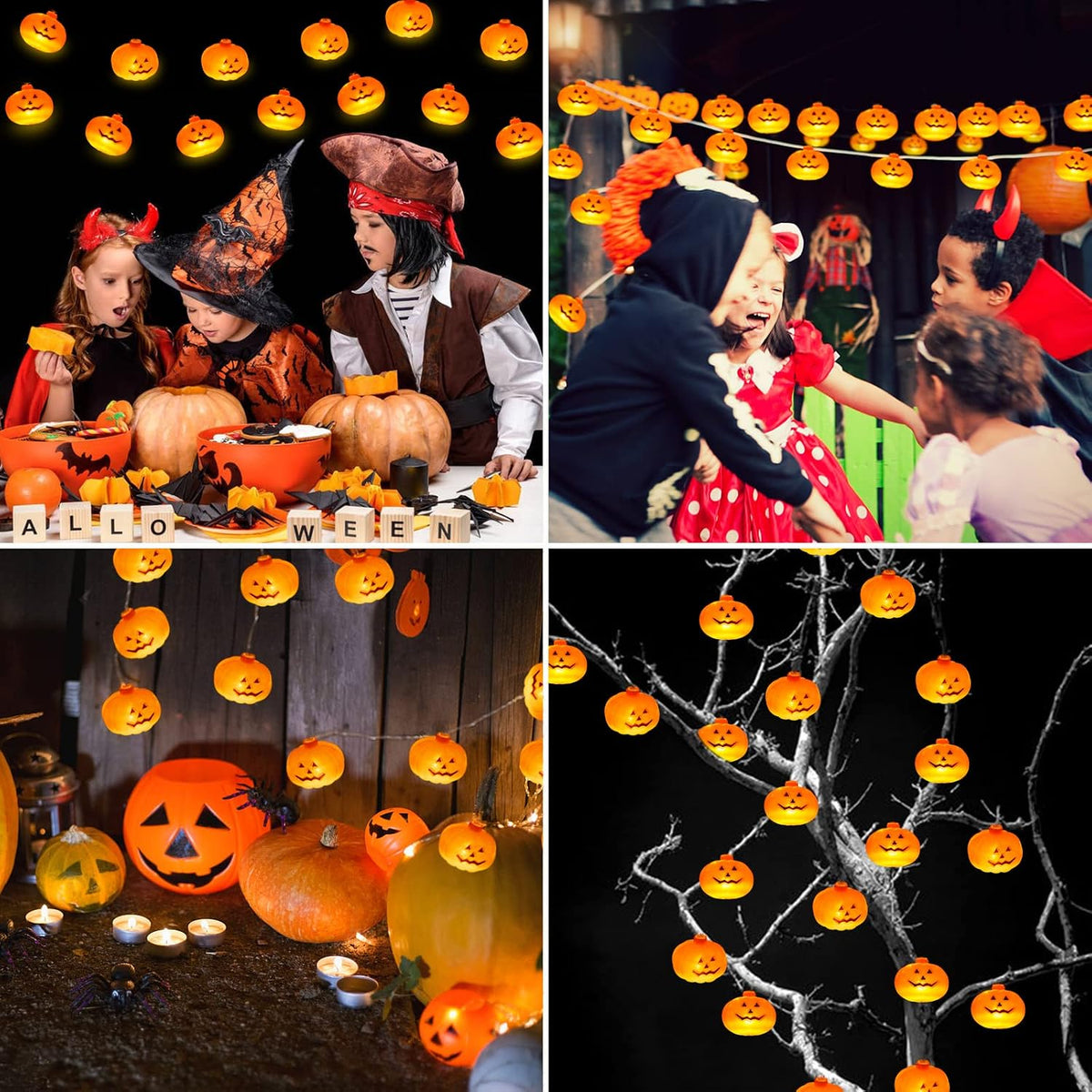 Halloween Decorations Outdoor,5M 30LED Pumpkin Halloween Lights Decor