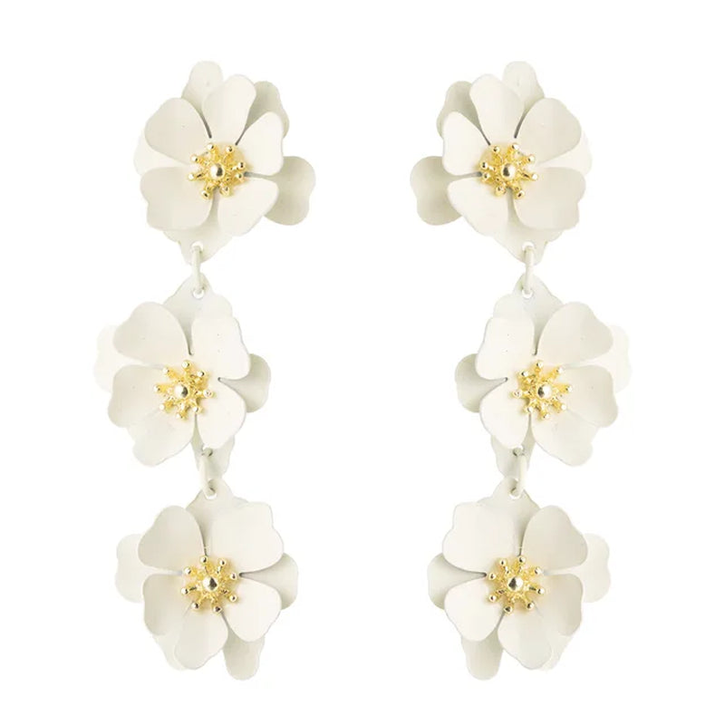 Spray Paint Floral Gold Studs - Unique Statement Earrings for Women