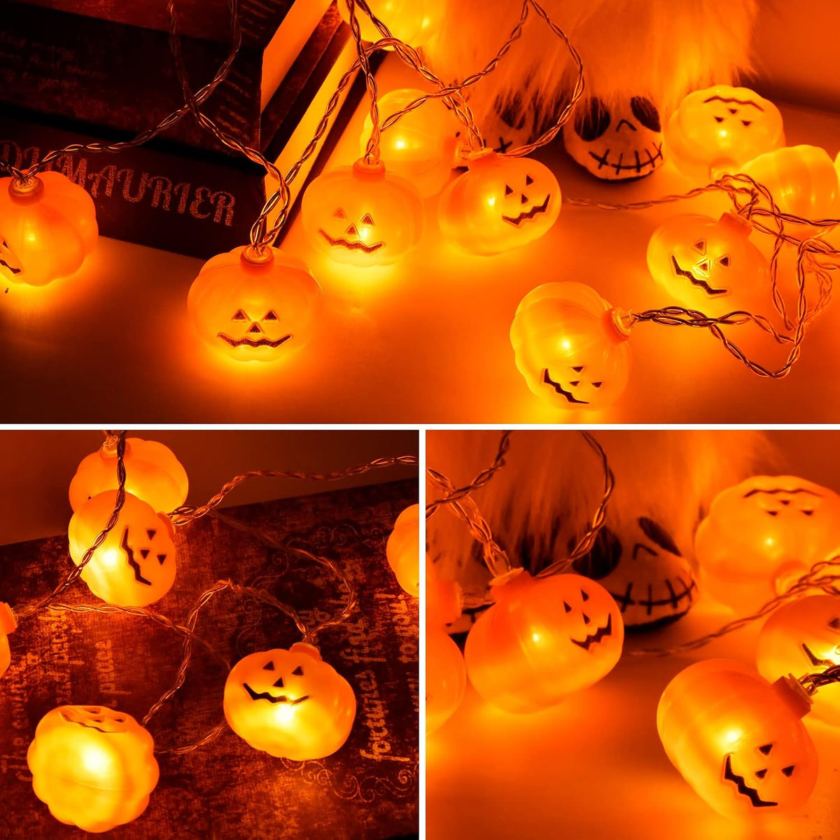 Halloween Decorations Outdoor,5M 30LED Pumpkin Halloween Lights Decor