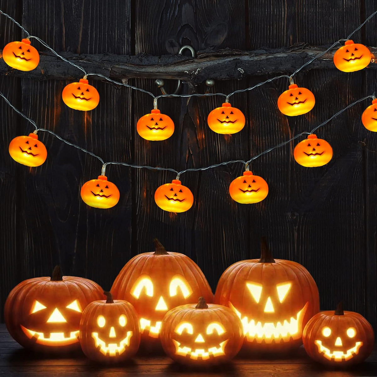 Halloween Decorations Outdoor,5M 30LED Pumpkin Halloween Lights Decor