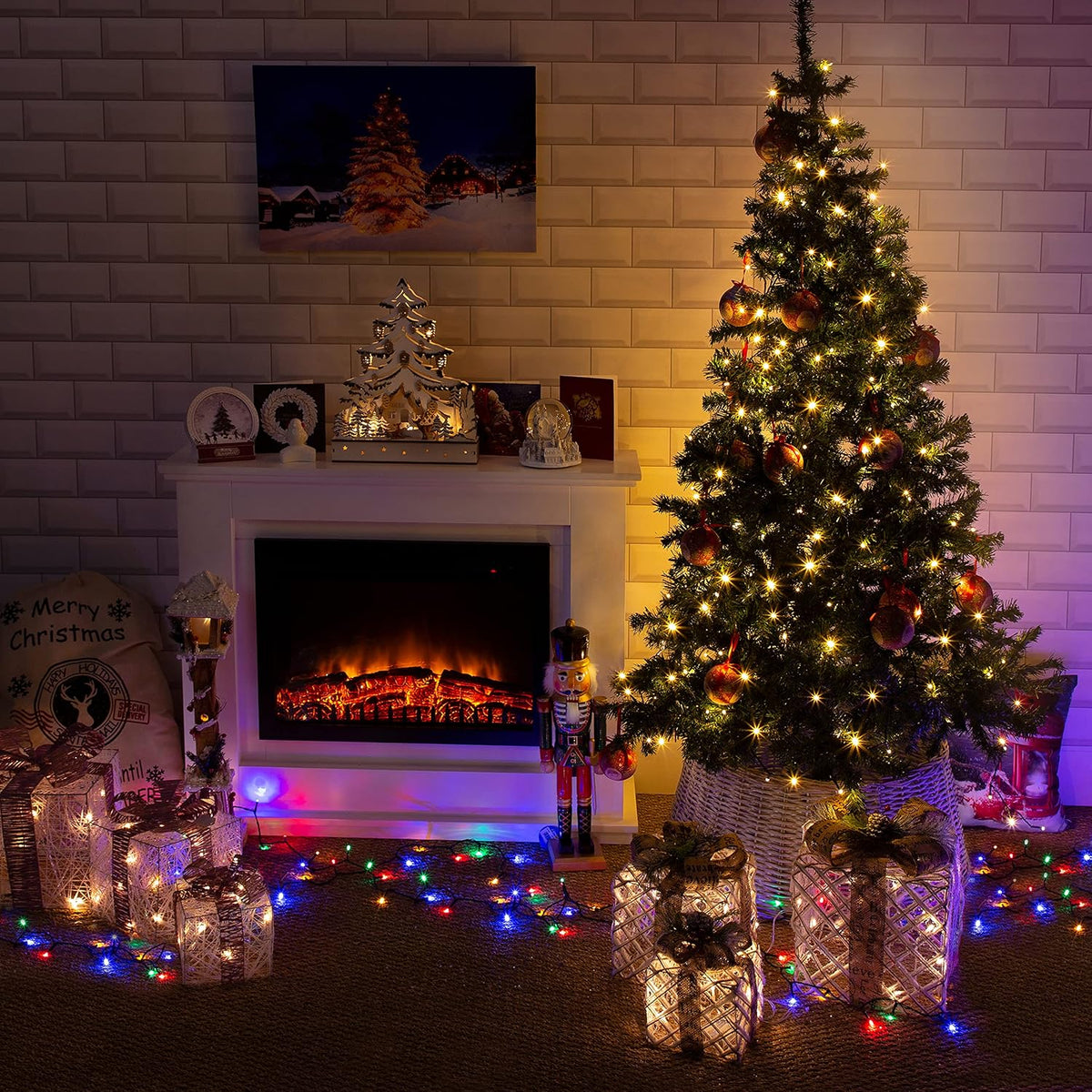 600 LED Warm White Chaser Christmas Tree Lights