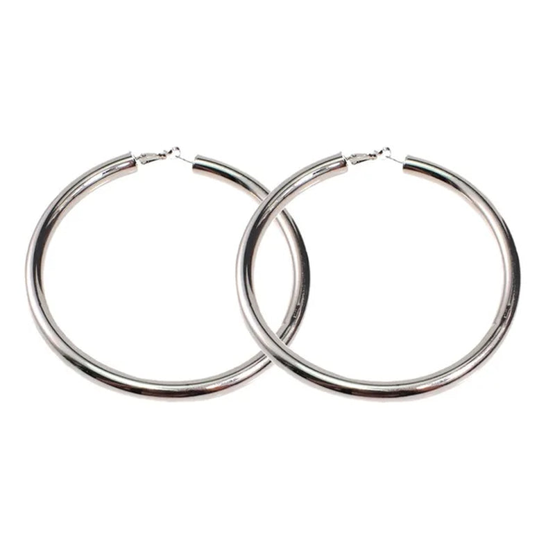 Trendy Copper Hoop Earrings - Wide Round Statement