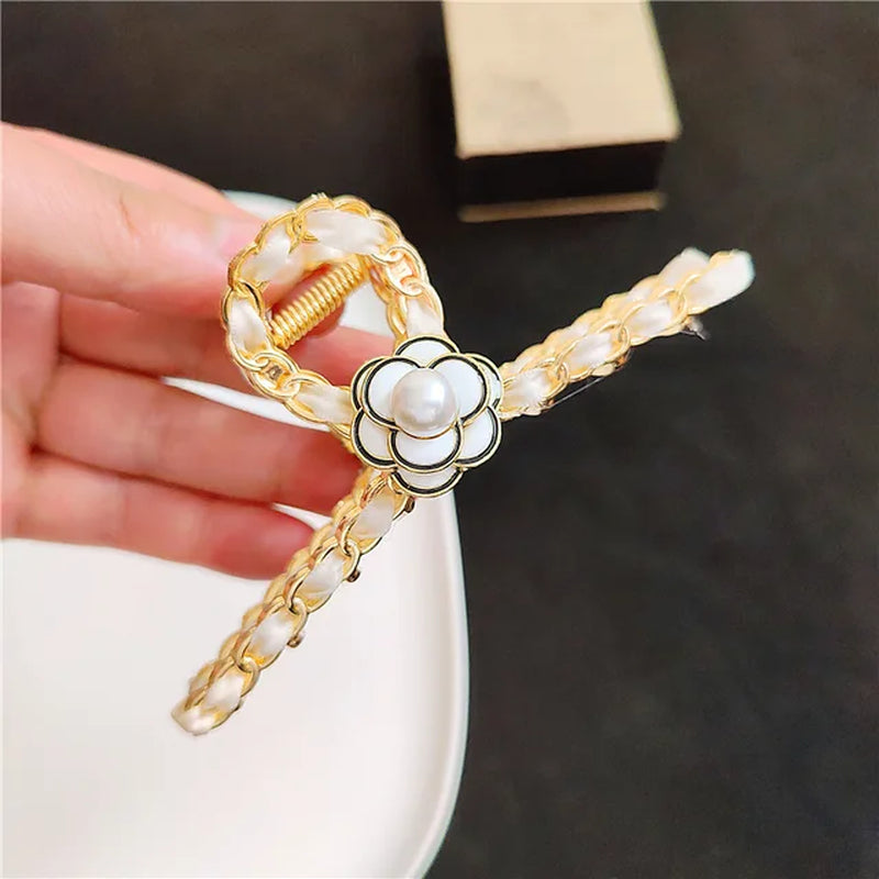 Luxurious Camellia Crab Hair Clips - Chic Hair Accessories