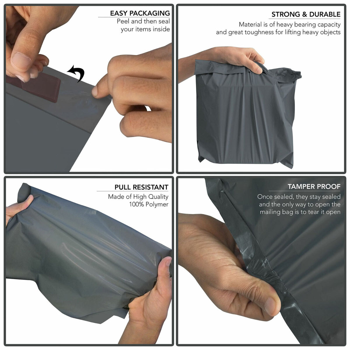 100 Mixed Mailing Bags Strong Grey Plastic Poly Postal Postage Mailers Self Seal