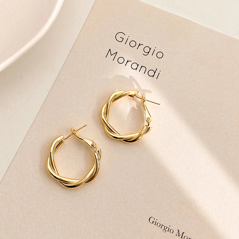 Minimalist Chain Hoop Earrings - Trendy Geometric Statement