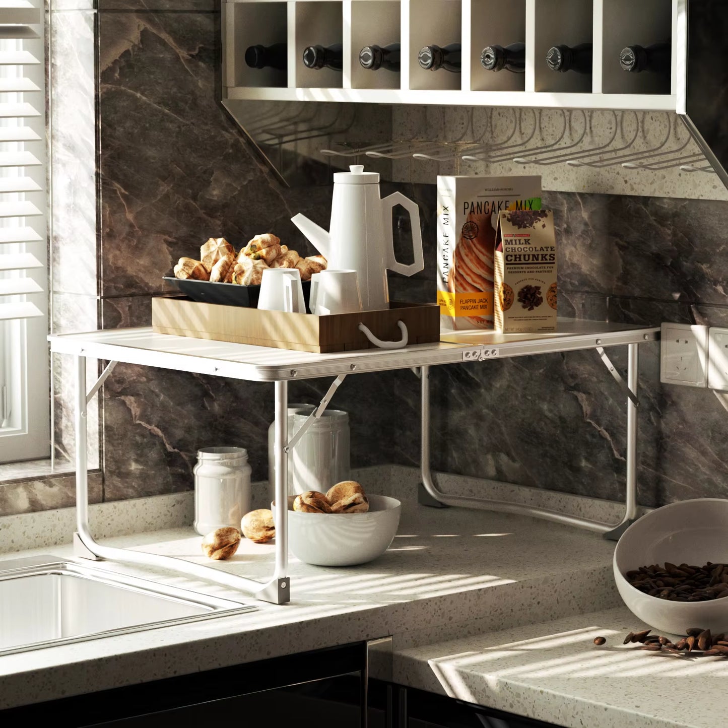 Compact Foldable Camping Picnic Table 60x40x26cm – Durable Aluminium Outdoor BBQ & Backyard Table