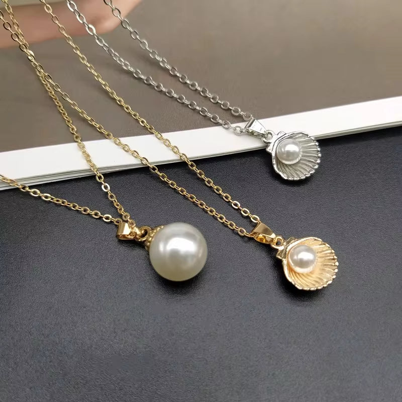 Trendy Summer Shell & Pearl Pendant Necklace - Fashion Jewelry for Women