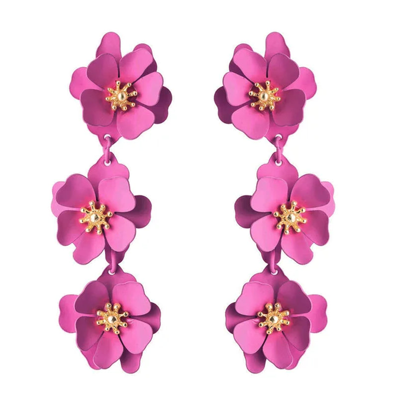 Spray Paint Floral Gold Studs - Unique Statement Earrings for Women