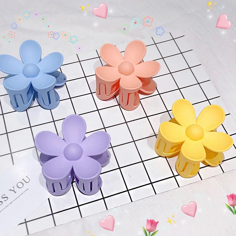 Fashionable Candy Color Hair Claws - Big Flower Clips for Girls & Women