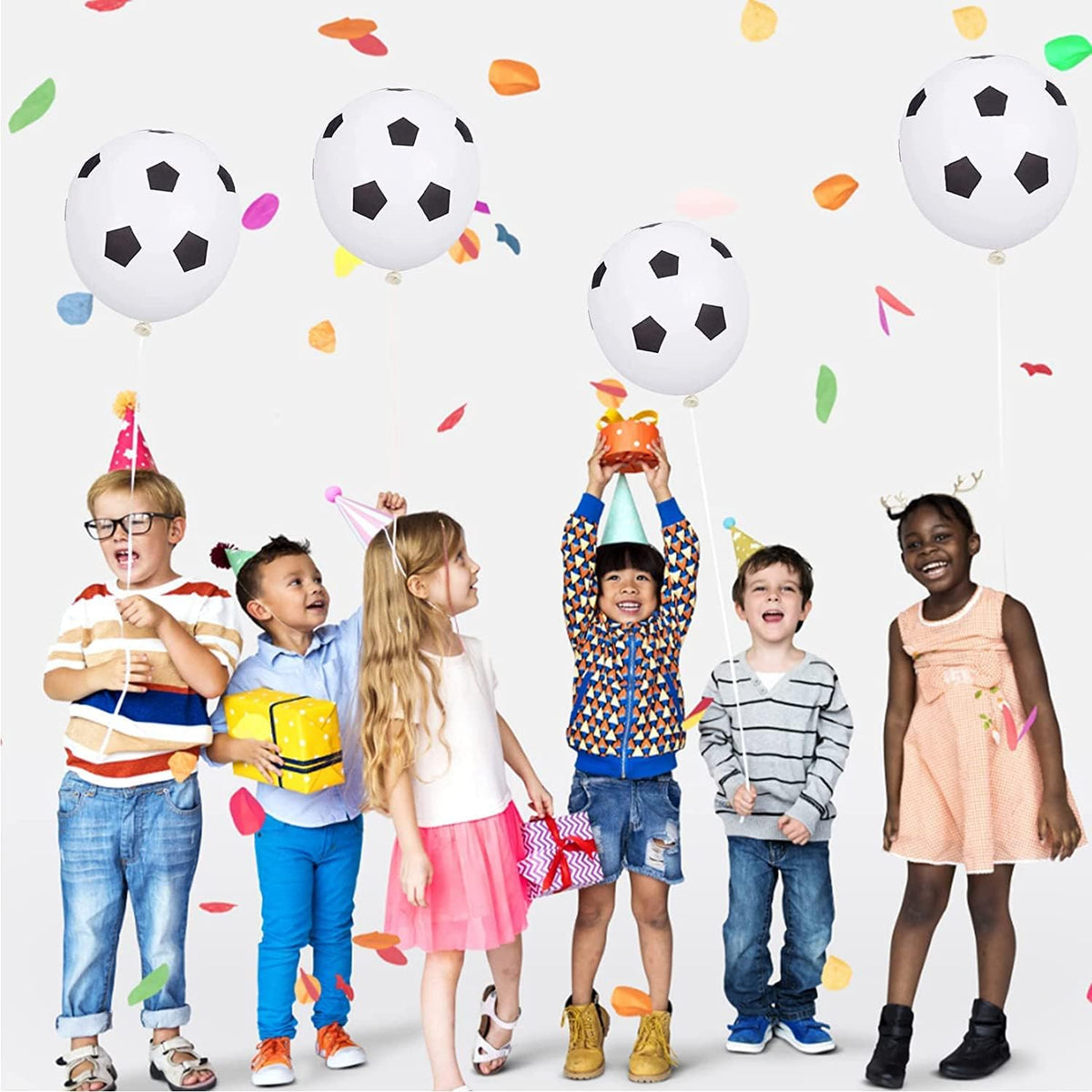 16 Black and White Football Balloons for Sports Parties, 12-Inch Latex