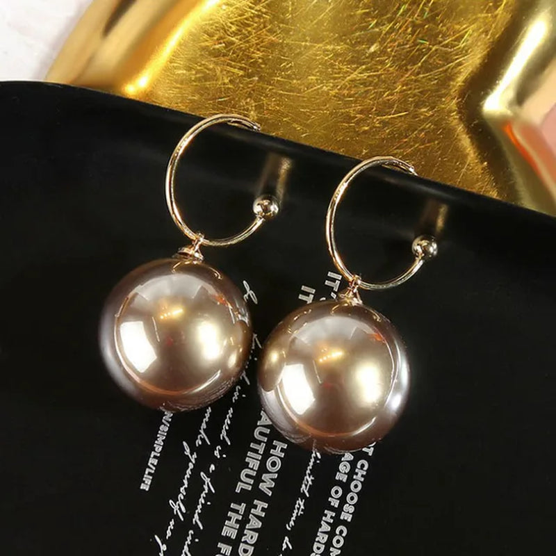 Elegant Pearl Hoop Earrings - Big and Small Circle Statement