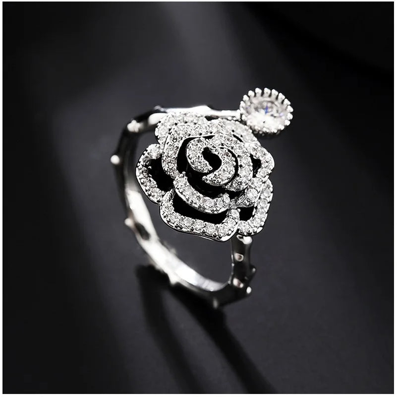 Luxury Adjustable Camellia Ring for Women