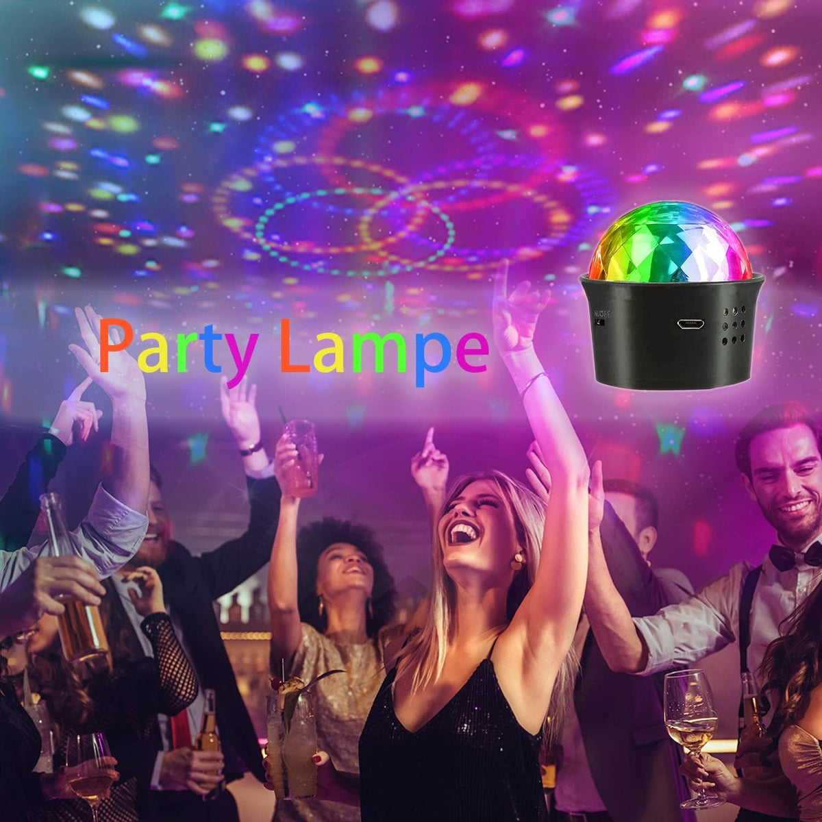 Disco Light for Parties, Sound Activated Rechargeable Mini Disco Ball Light