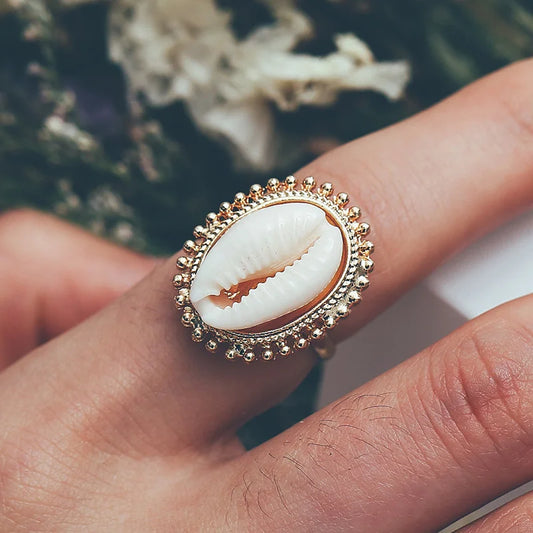 Boho Cowrie Shell Stack Rings - Handmade Beaded Surf Accessories