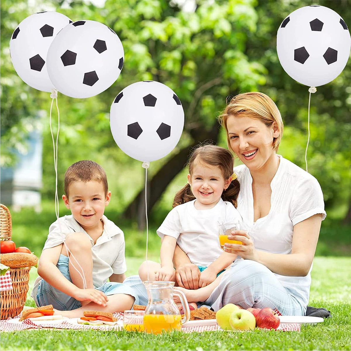 16 Black and White Football Balloons for Sports Parties, 12-Inch Latex