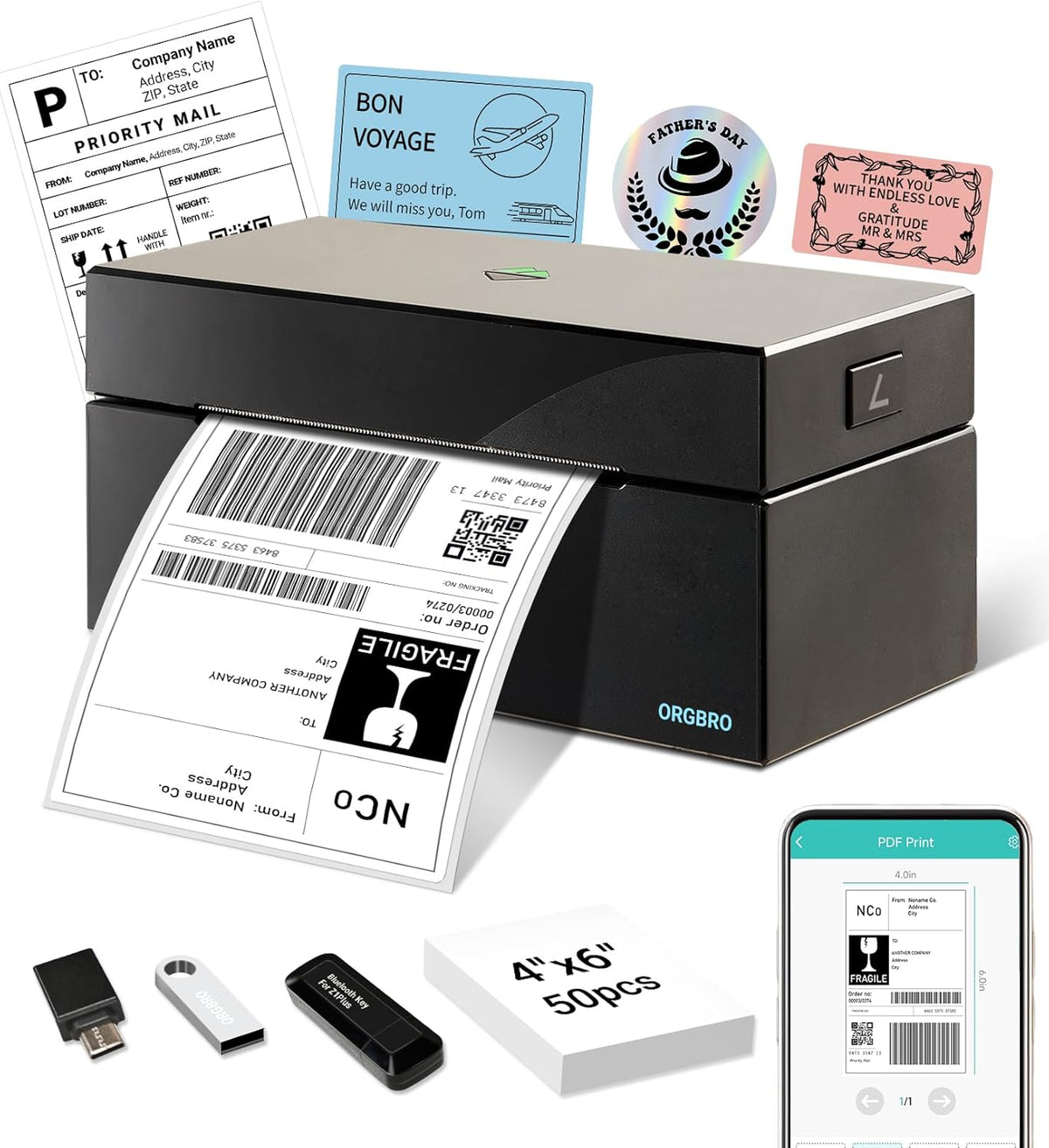 Z1 Shipping Label Printer 4X6 Bluetooth Thermal Label Printer