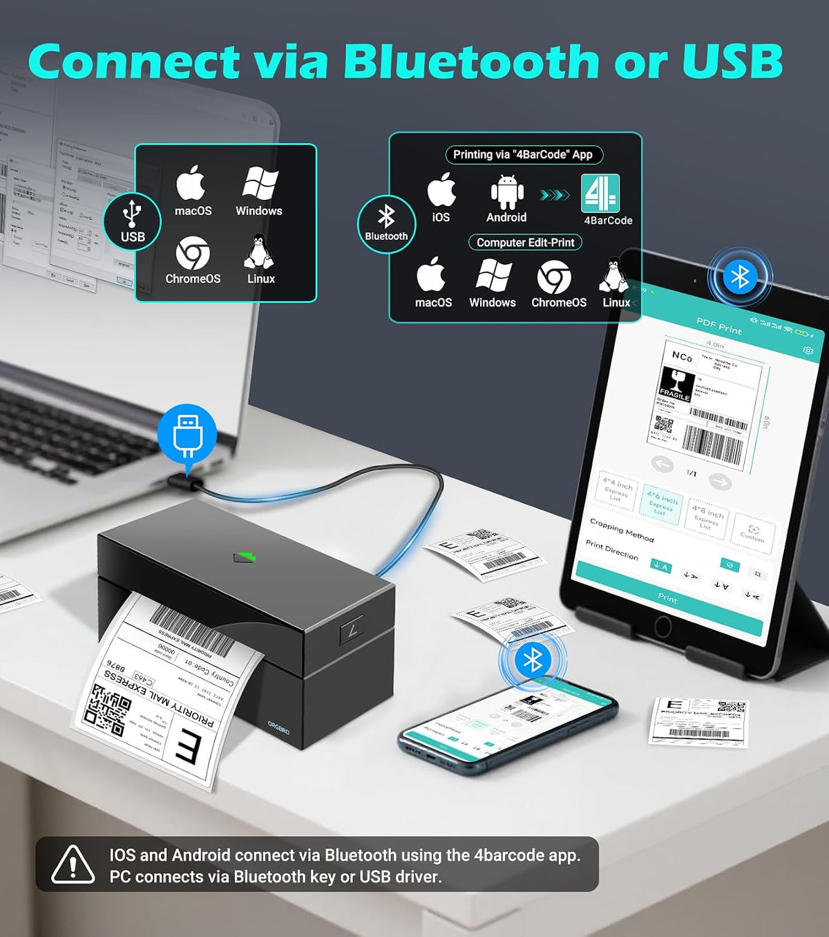 Z1 Shipping Label Printer 4X6 Bluetooth Thermal Label Printer