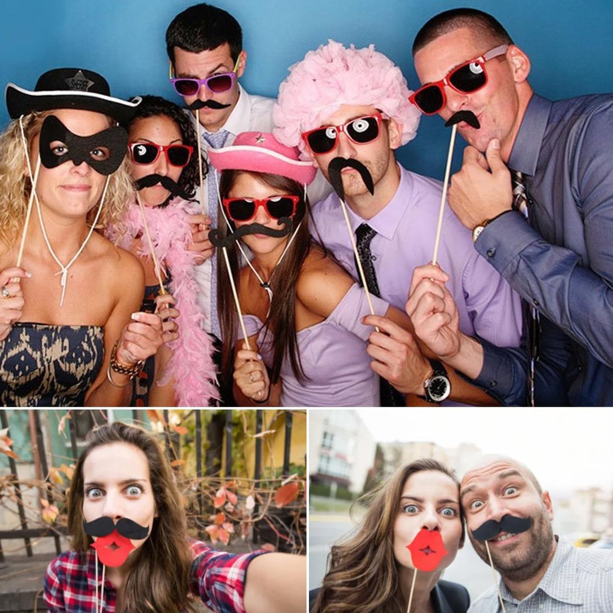 58 Pcs Funny Photo Booth Props, Selfie Props for Birthday Wedding Parties