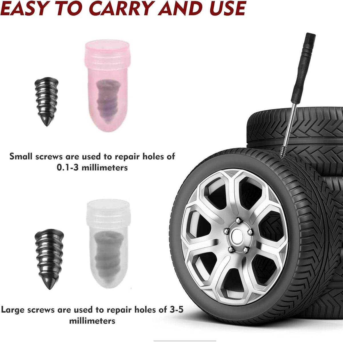 20PCS Tyre Repair Screws Kit with Screwdriver for Car Motorcycle Bike