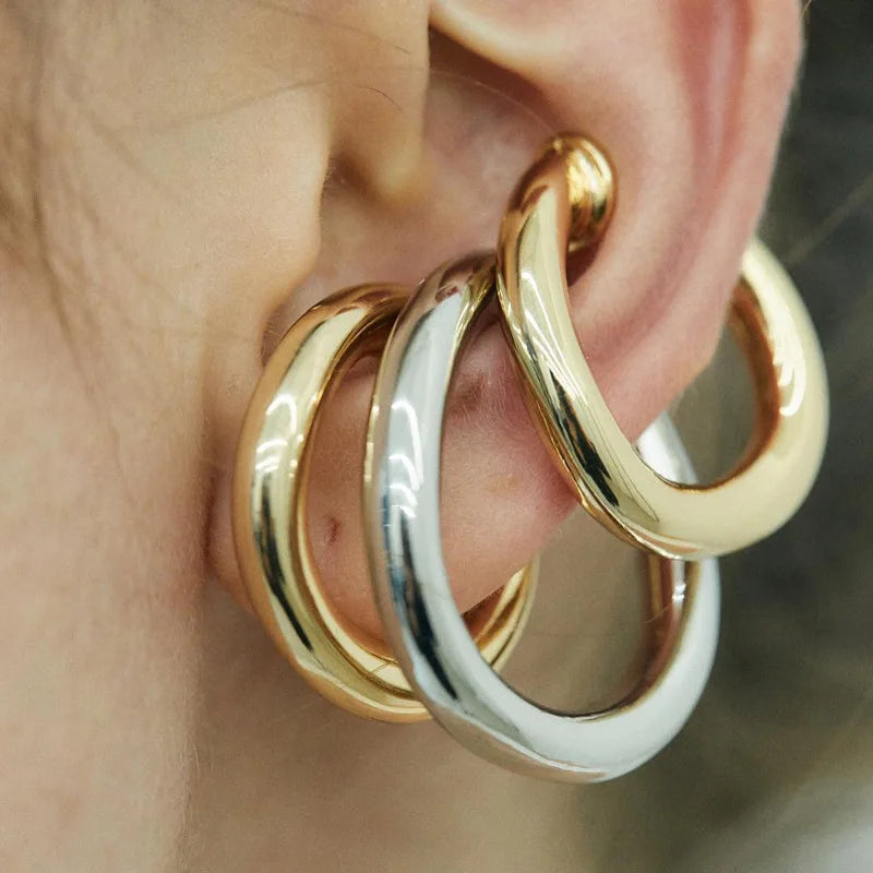 No Piercing Gold Ear Cuffs - Stylish Vintage Clip-On Earrings