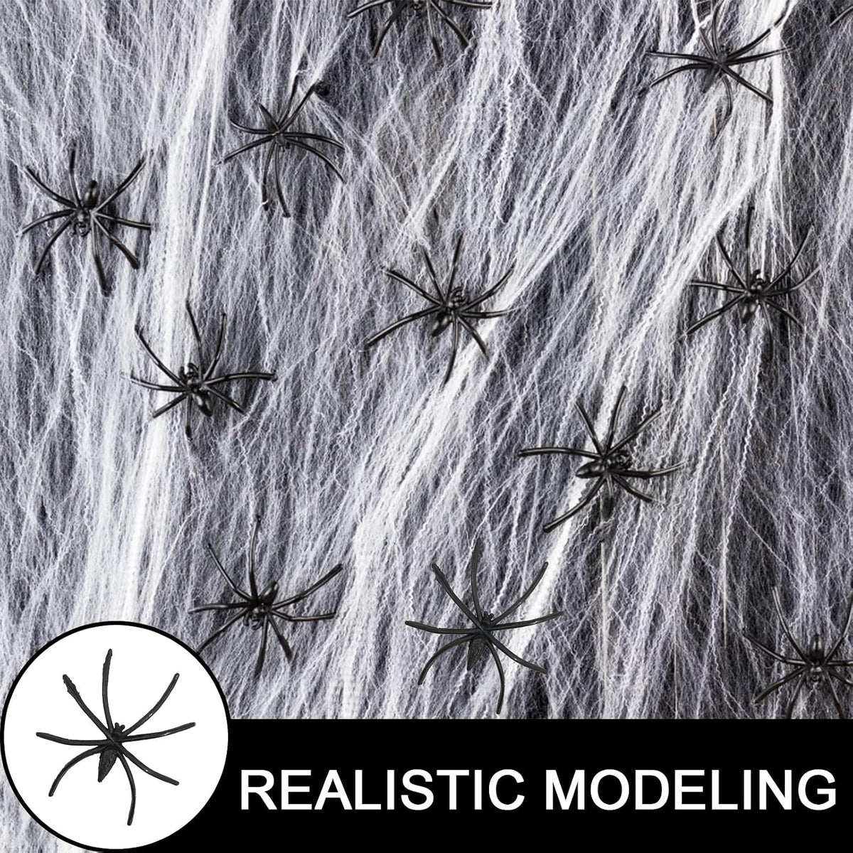 60G Halloween Spider Web Decoration, with 30Pcs Fake Spiders, Stretchable Halloween Cobwebs for Halloween Decorations