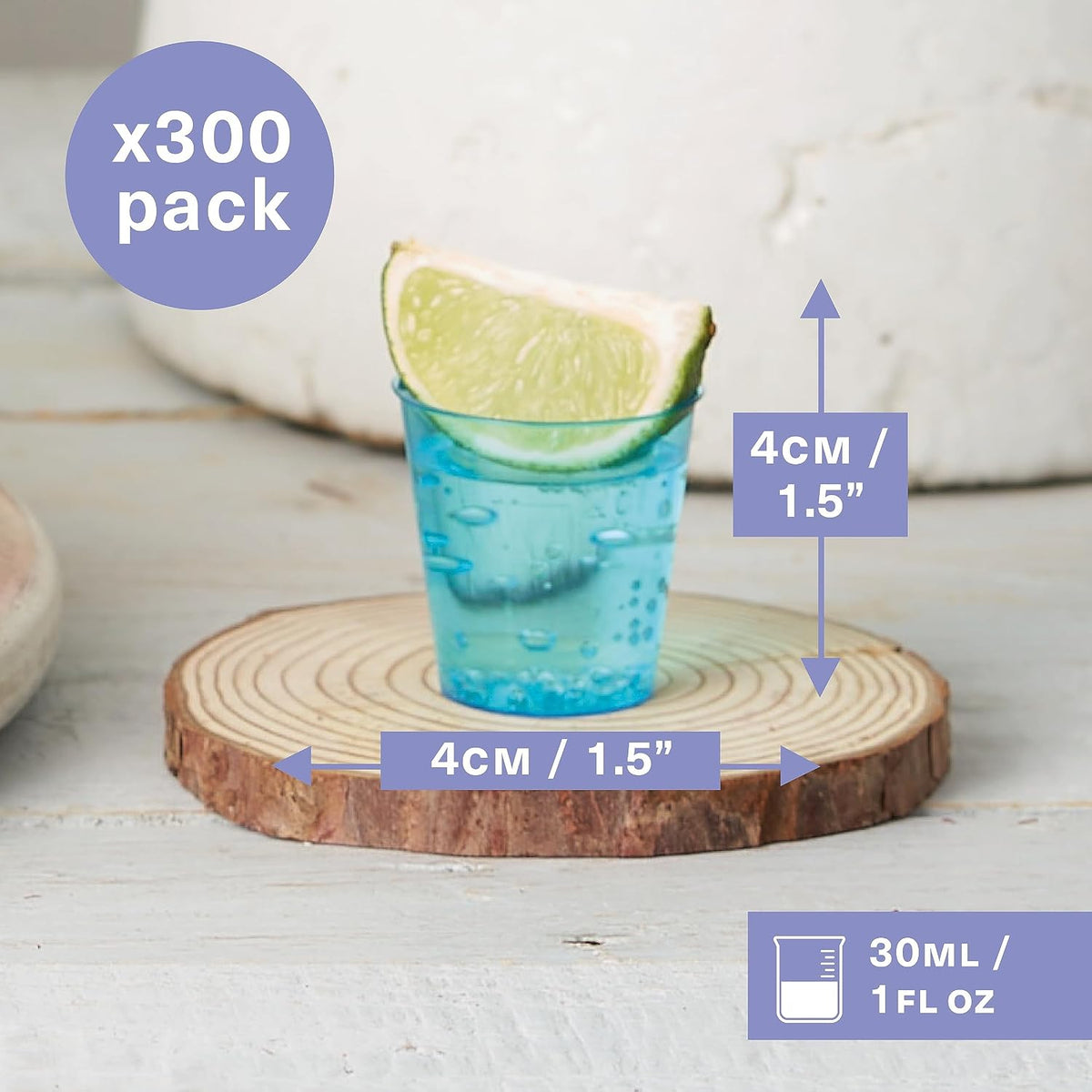 300 Plastic Shot Glasses 30Ml Neon - Reusable Shot Cups