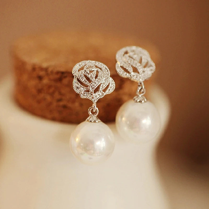 Elegant Crystal Rose Earrings