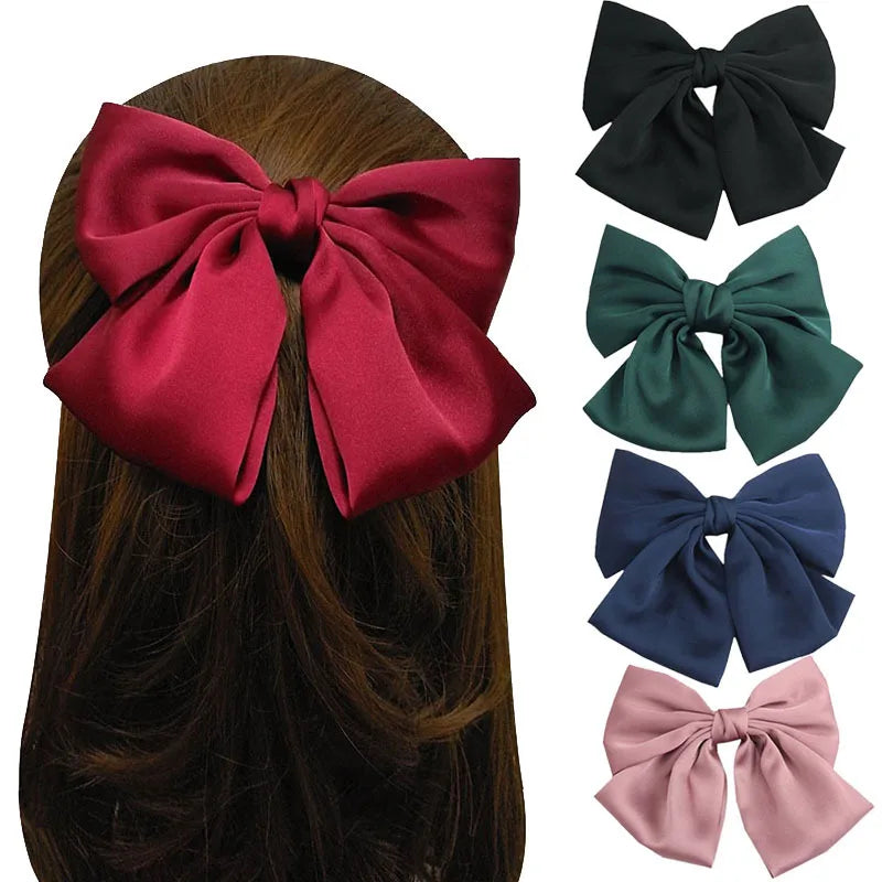 Elegant Korean Black Ribbon Bow Hairpin – Chic Hair Accessory for Women