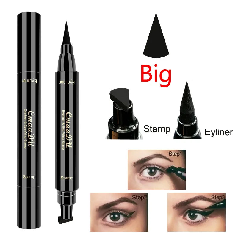 Dual-Ended Seal Stamp Liquid Eyeliner - Waterproof & Fast-Dry Precision Pen