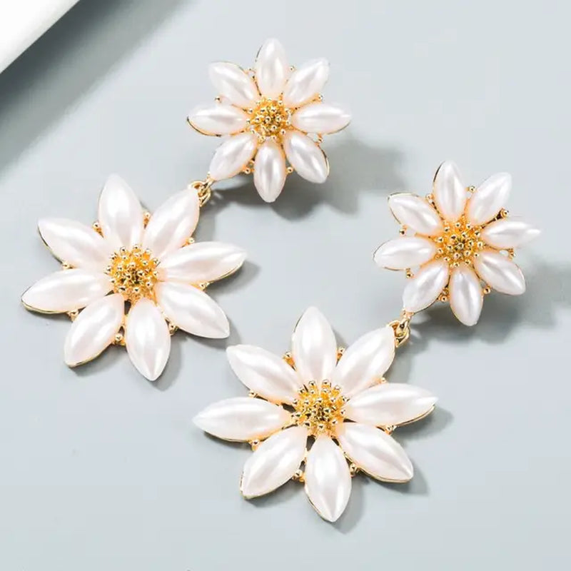 Spray Paint Floral Gold Studs - Unique Statement Earrings for Women