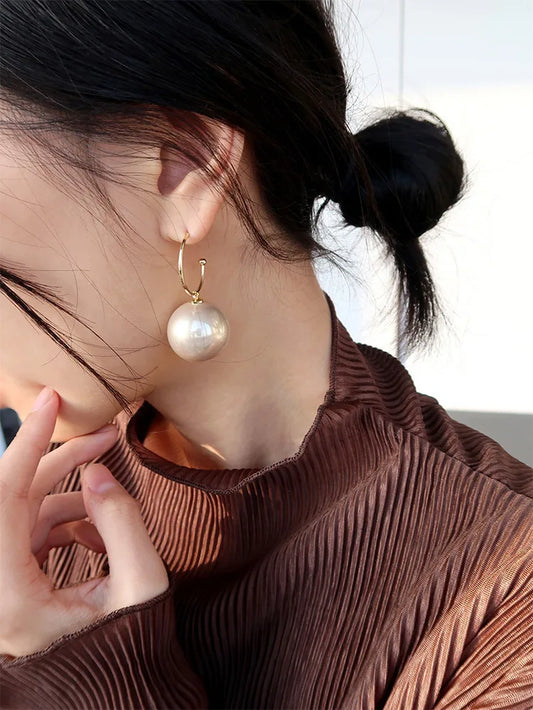 Elegant Pearl Hoop Earrings - Big and Small Circle Statement