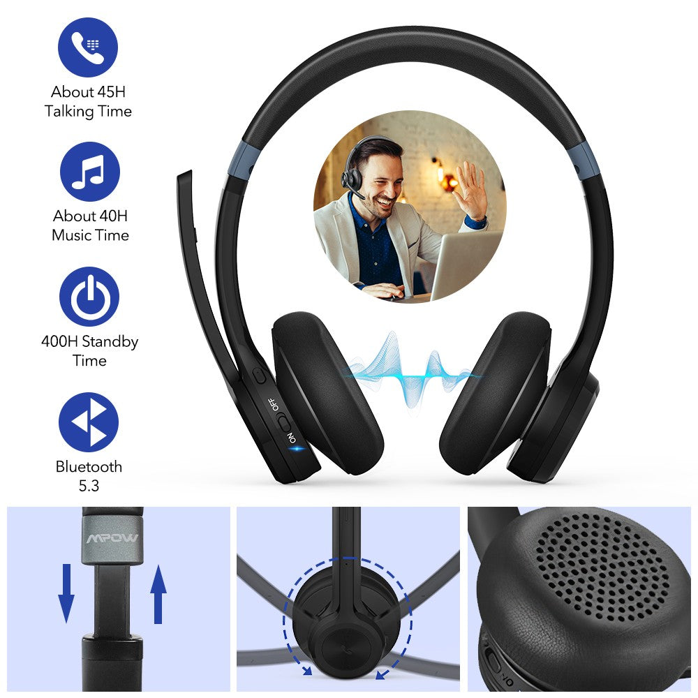 2026 Bluetooth Over-Ear Wireless Headphones Stereo Earphones Noise Cancelling