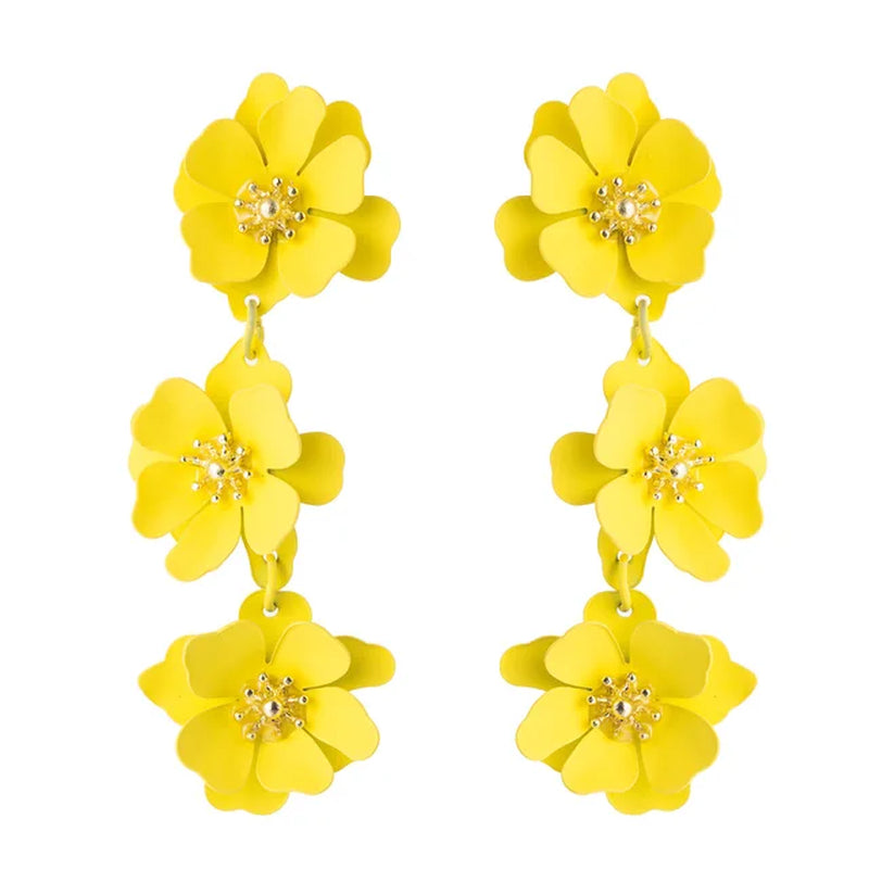 Spray Paint Floral Gold Studs - Unique Statement Earrings for Women