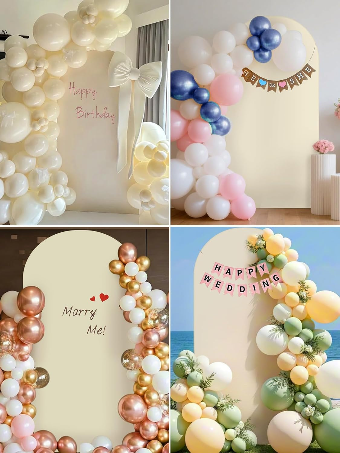 7.2Ft Arch Cover Backdrop Beige for Parties (No Stand)
