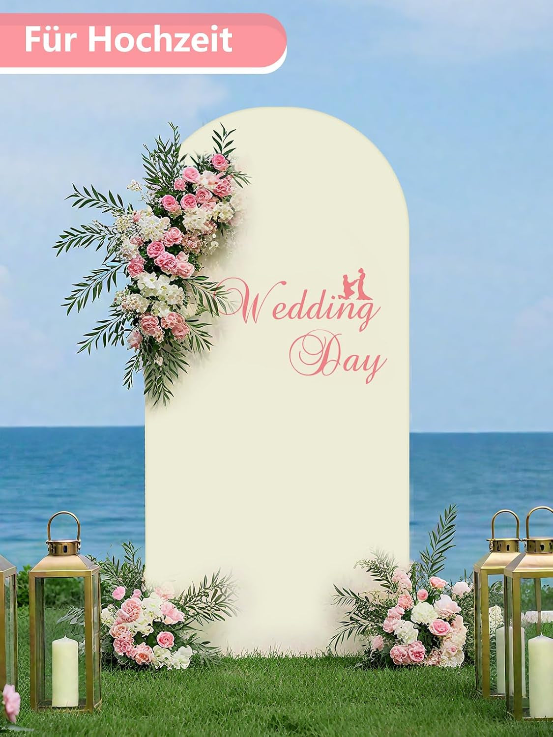 7.2Ft Arch Cover Backdrop Beige for Parties (No Stand)