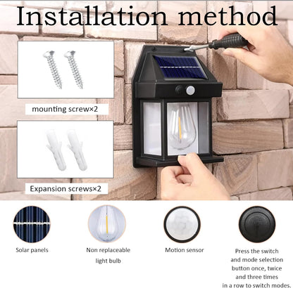  2 Pack of Solar Wall Lights with Motion Sensor