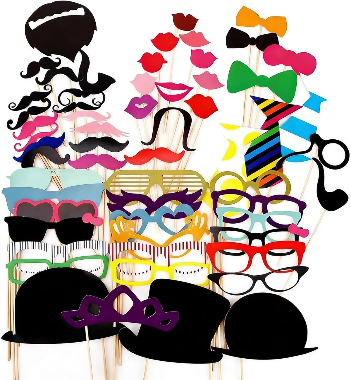 58 Pcs Funny Photo Booth Props, Selfie Props for Birthday Wedding Parties
